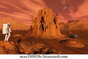 A team of explorers from Earth exploring Mars ancient monuments.