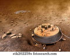 Artist's concept of the area surrounding the Huygens landing site.