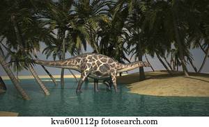 Dicraeosaurus grazing in a tropical climate.