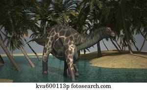 Dicraeosaurus grazing in a tropical climate.