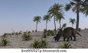 Einiosaurus grazing in a tropical climate.
