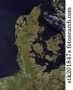Satellite view of Denmark.