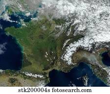 Satellite view of France.