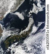 Satellite view of Japan.