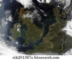 Satellite view of Northern Europe.