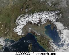 Satellite view of the Alps