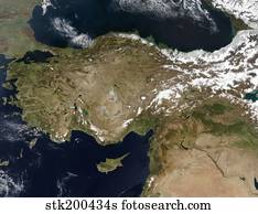 Satellite view of Turkey.