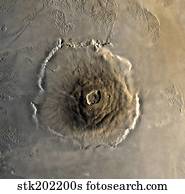 The largest known volcano in the solar system, Olympus Mons.