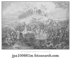 Vintage American History print of Christopher Columbus arriving in America.