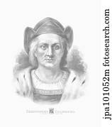Vintage print of Christopher Columbus.