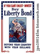 World War Two poster of a swordsman representing a liberty loan.
