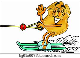 Badge Water Skiing Clip Art  Bg01s007 