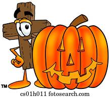 crucifixos, com, abóbora