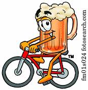 Beer mug riding bike Beer mug riding bike
