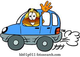 Chef hat driving a car Clipart | ch01p011 | Fotosearch