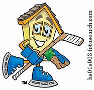casa, jogando hockey