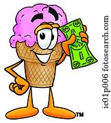 Ice cream cone with money