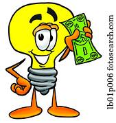Light bulb with money