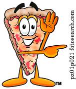 Pizza waving and pointing Pizza waving and pointing