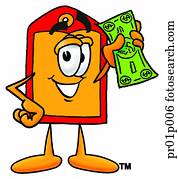 Price tag with money
