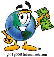 Globe man with money