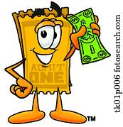 ticket with money