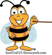 abelha, com, ponteiro