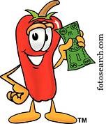 chili pepper with money