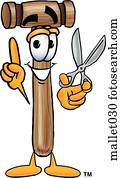 holzhammer, mit, schere holzhammer, mit, schere