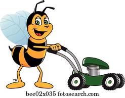 Bumble Bee 2 pushing Lawn Mower Bumble Bee 2 pushing Lawn Mower