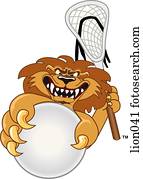Lion playing Lacrosse Lion playing Lacrosse
