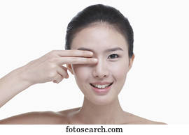 skincare, de, mujer, cara