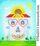 illustratioin, von, glückliche familie illustratioin, von, glückliche familie