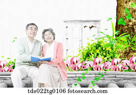 資深 夫婦, 閱讀, the, 書, 一起