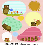 Various types of memo with bears