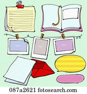 Various types of memo with book and photo