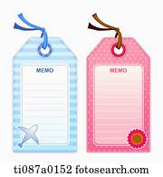 The blue and pink colored memo