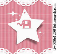 A memo design of a white star in pink background