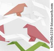 A memo design of origami pink birds 