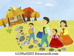 a, familie, besuchen, eigenheim