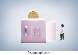 a boy entering a pink safe a boy entering a pink safe