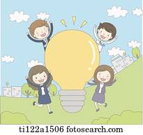 business people around a light bulb business people around a light bulb