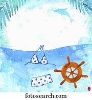 illustration memo template of summer theme