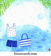 illustration memo template of summer theme