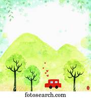 illustration memo template of summer theme