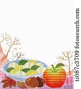 illustration of memo template featuring rice cake