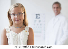 criança, em, doutor olho