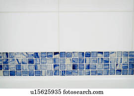 Blue mosaic tile in shower