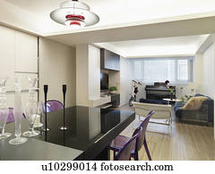 interior, modernos, apartamento, com, chãos madeira lei