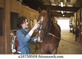 mulher, aparência, cavalo